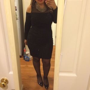 Shimmery Cold-Shoulder Cocktail Dress